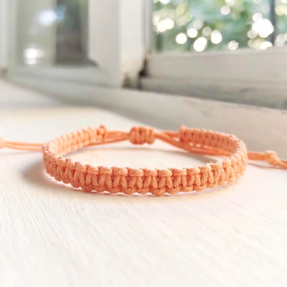 Peach Hemp Square-Knot Bracelet